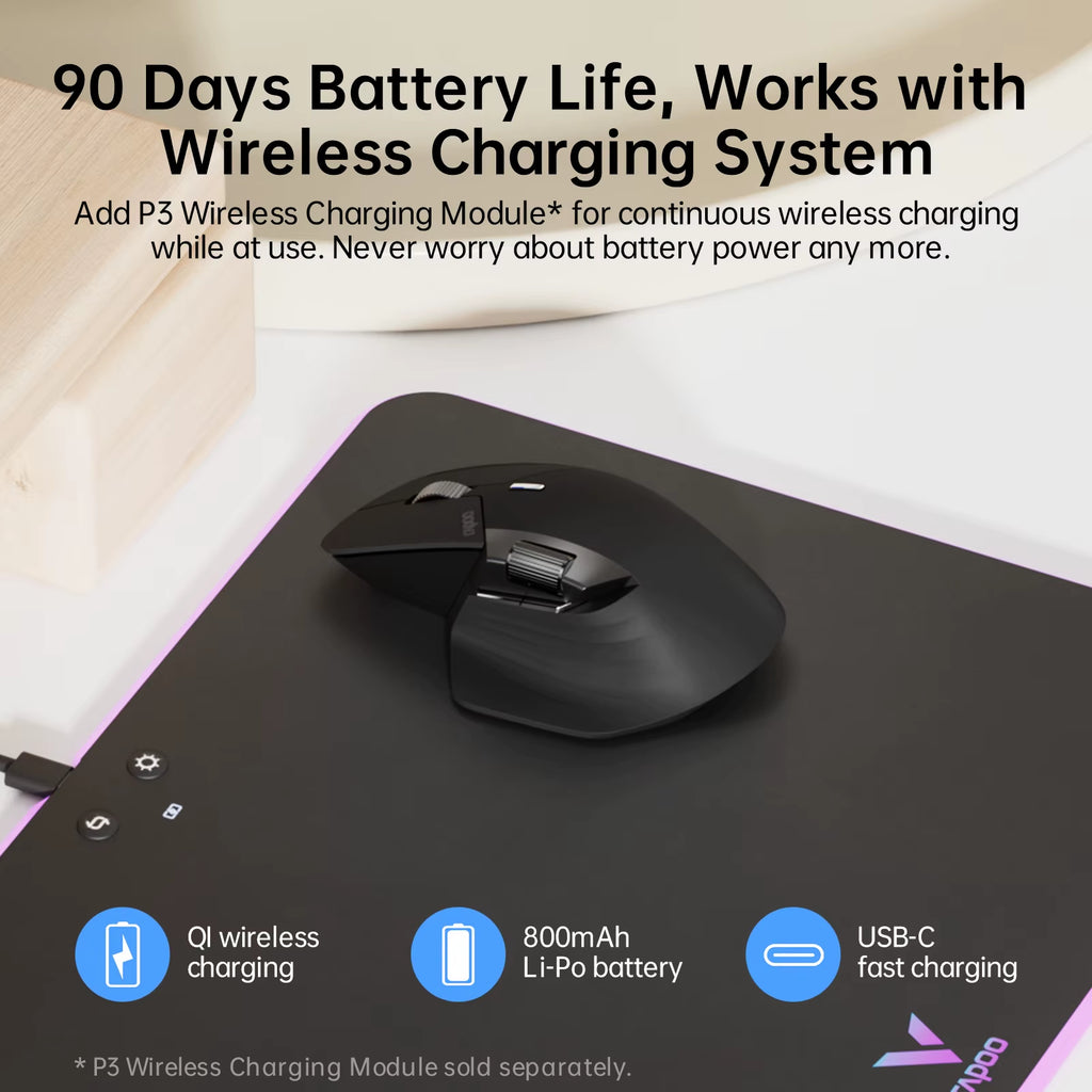 MT760L/MT760M Multi-Mode Rechargeable Wireless Mouse Ergonomic 4000 DPI Support up to 4 Devices Bluetooth Mouse