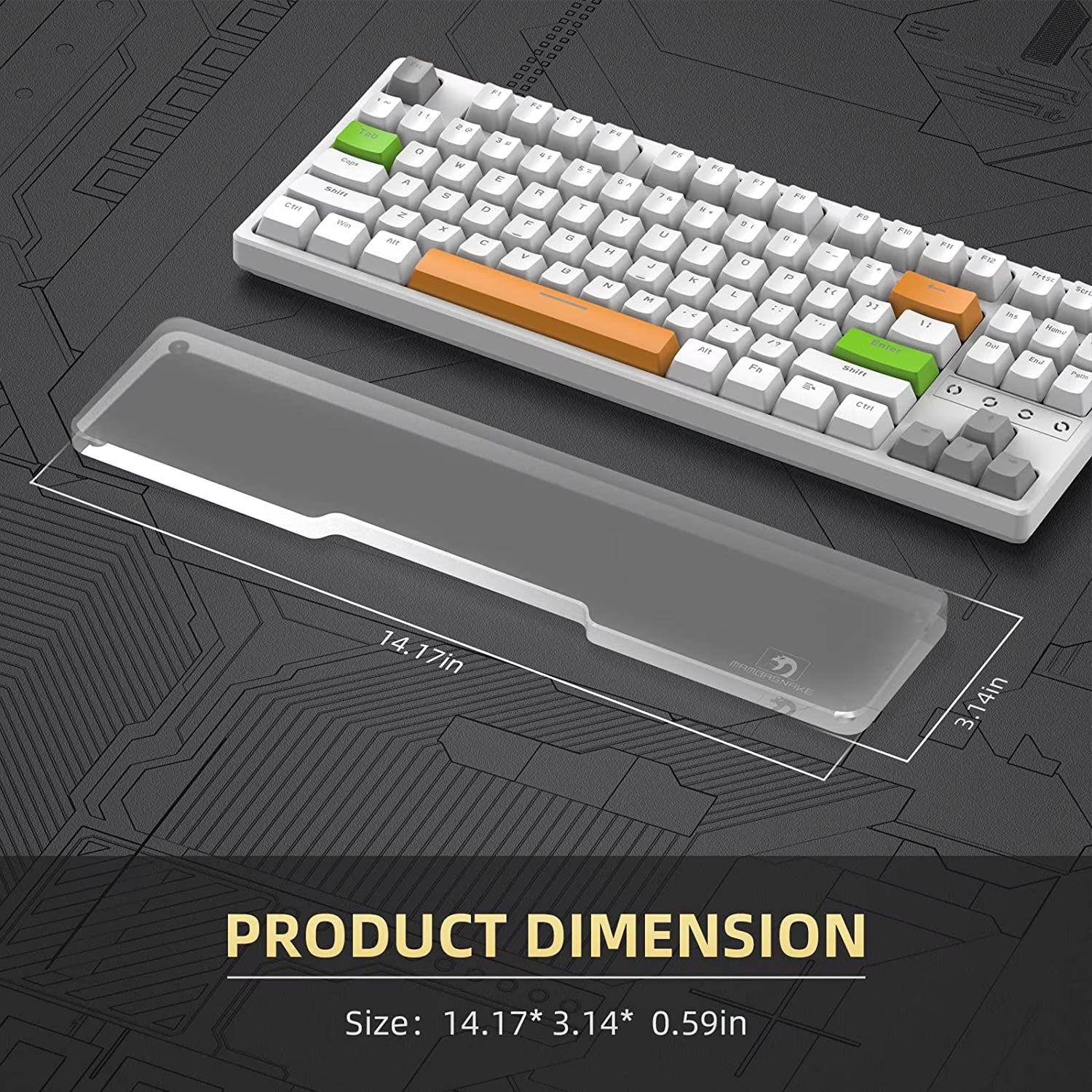 Acrylic Keyboard Wrist Rest,Ergonomic Palm Rest,Anti-Slip Pad for Laptop,87-Key Keyboard