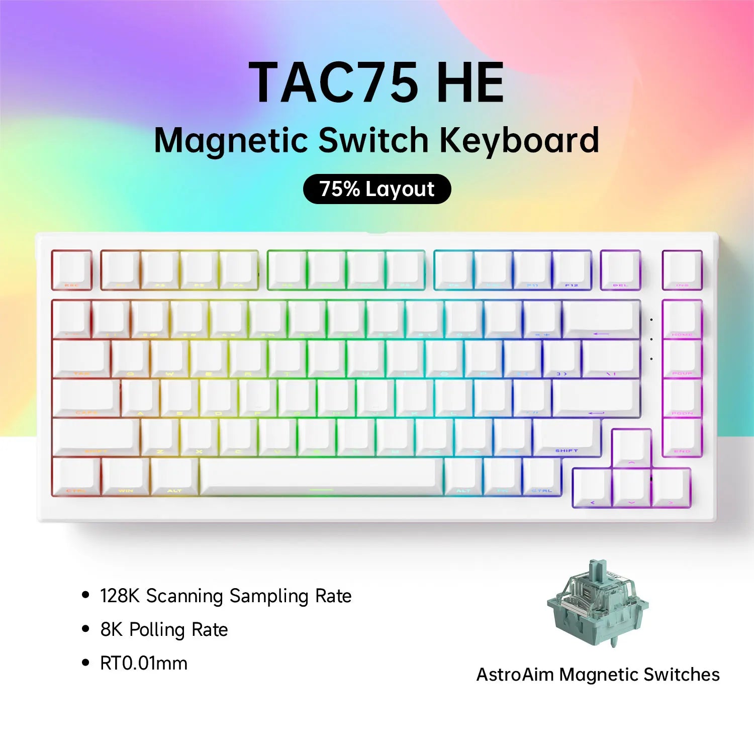 TAC75 HE Magnetic Switch Keyboard 75% Gaming Keyboards Rapid Trigger 0.005Mm 8K RGB Wired Esports Custom Keyboard for Gamer