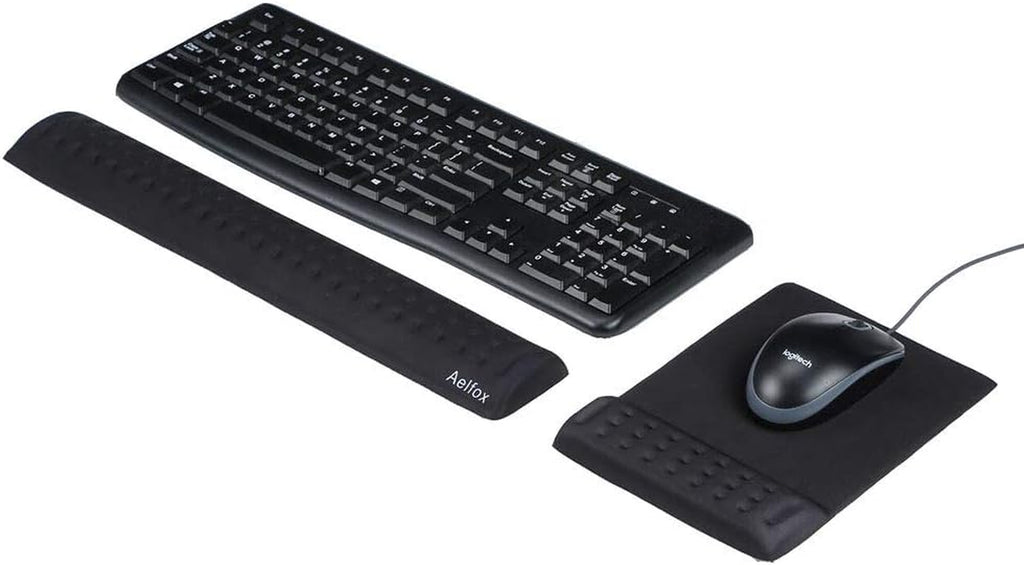 Keyboard Wrist Rest & Mouse Pad with Wrist Support Set, Memory Foam Ergonomic Wrist Pad for Computer Keyboard Laptop Wrist Rest, Arm Rest for Desk Accessories in Home Office School(Black)