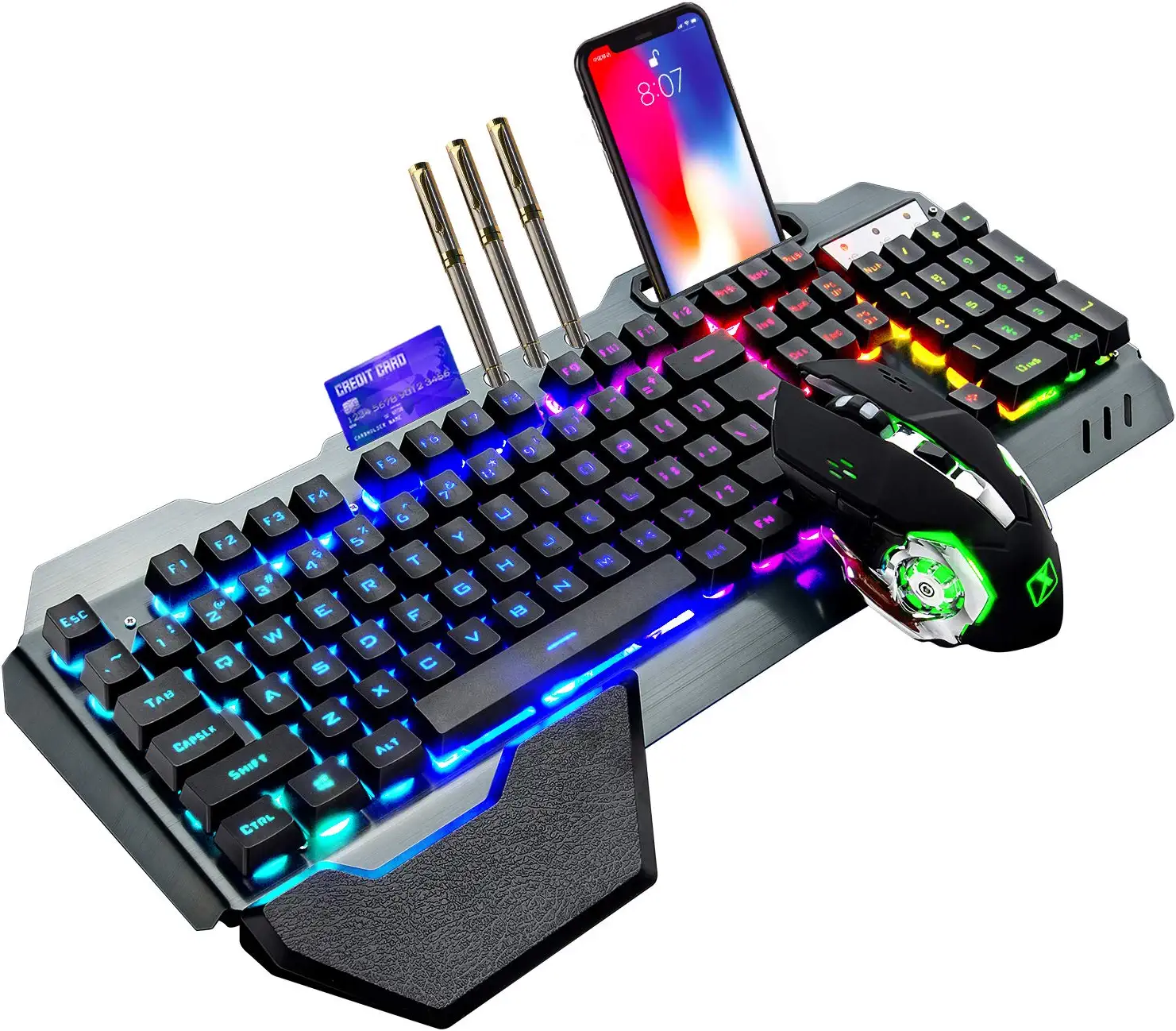 Ultimate Wireless Gaming Keyboard and Mouse Set with RGB Backlighting, Rechargeable Battery, and Ergonomic Design