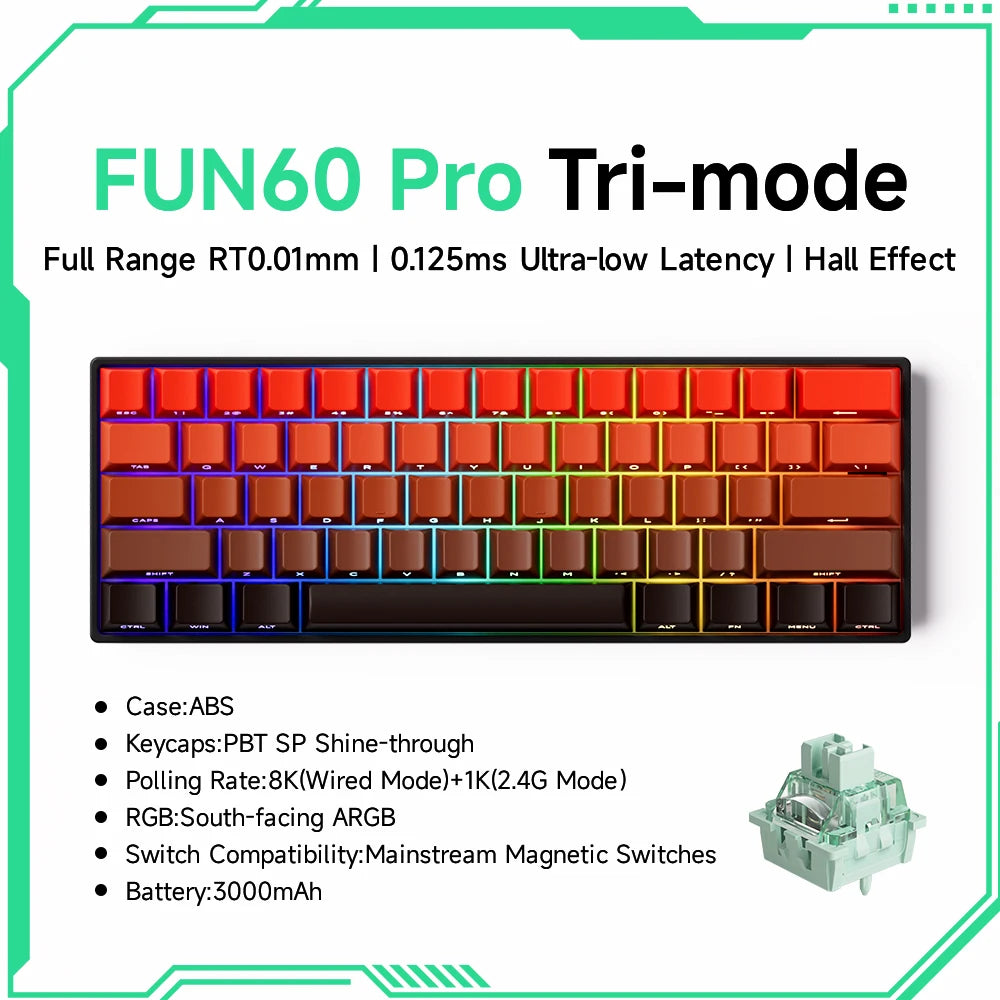 Elevate Your Gaming Experience with the Monsgeek FUN68 FUN60 PRO&MAX HE Magnetic Keyboard - 60% & 65% Customizable Gaming Powerhouse