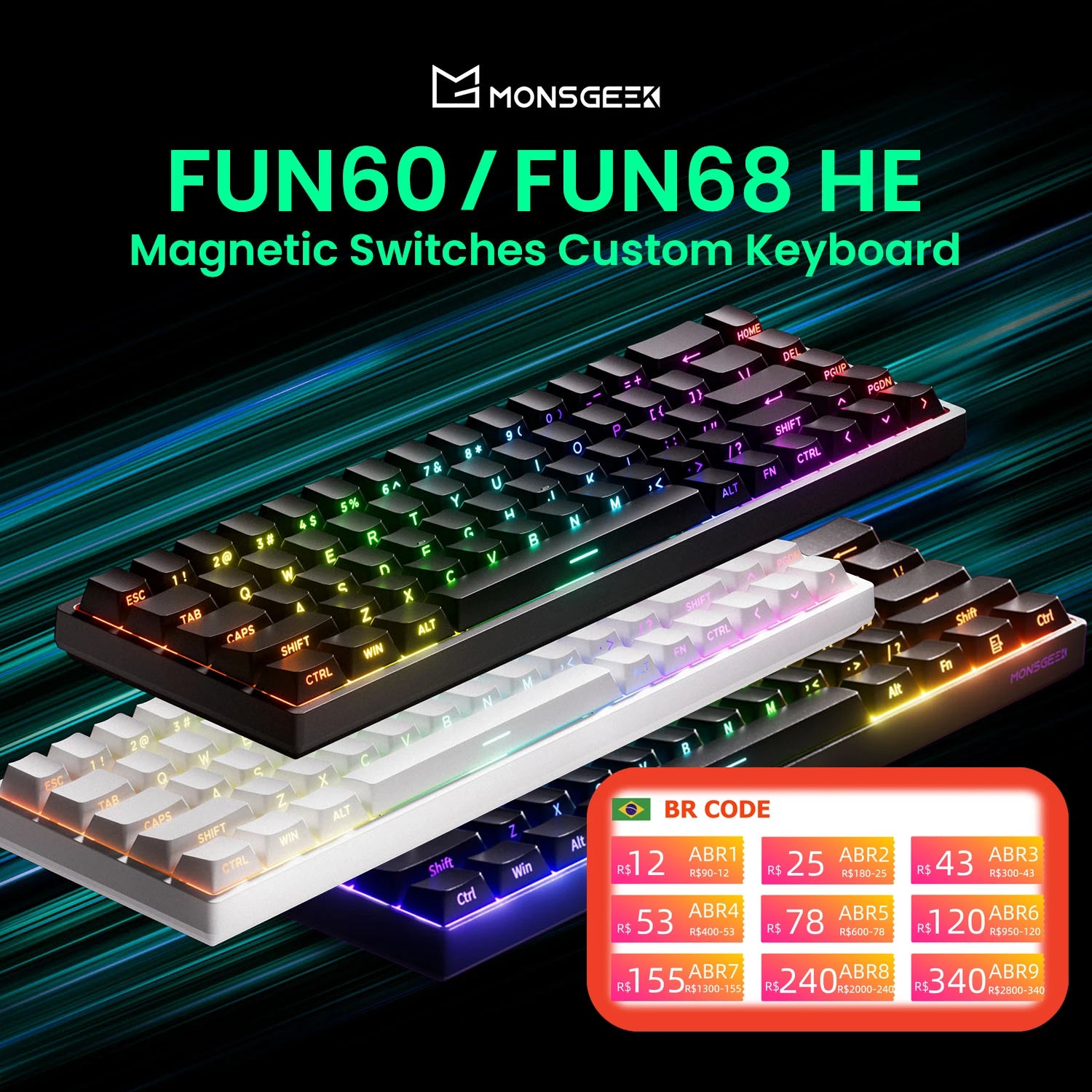 Elevate Your Gaming Experience with the Monsgeek FUN68 FUN60 PRO&MAX HE Magnetic Keyboard - 60% & 65% Customizable Gaming Powerhouse