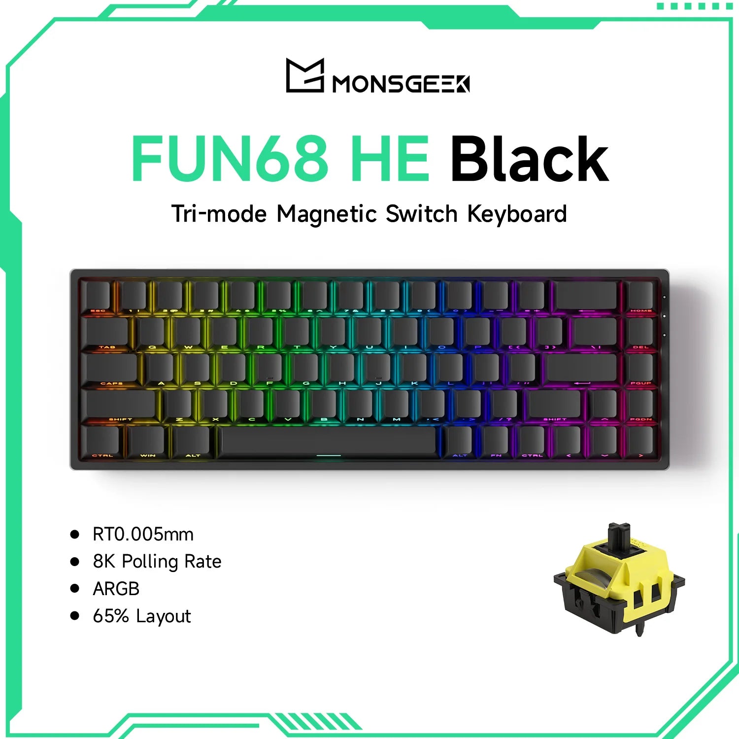 Elevate Your Gaming Experience with the Monsgeek FUN68 FUN60 PRO&MAX HE Magnetic Keyboard - 60% & 65% Customizable Gaming Powerhouse