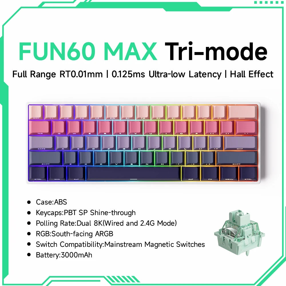Elevate Your Gaming Experience with the Monsgeek FUN68 FUN60 PRO&MAX HE Magnetic Keyboard - 60% & 65% Customizable Gaming Powerhouse