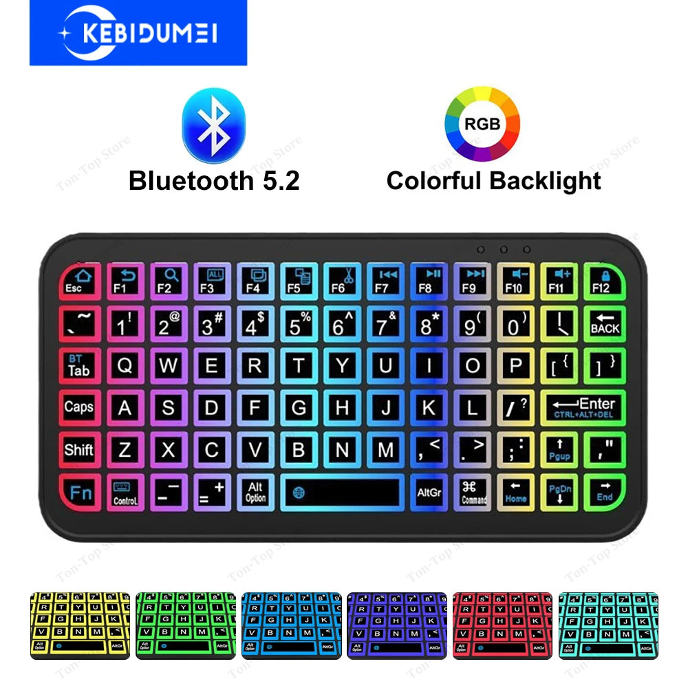 Ultra-Thin Bluetooth 5.2 Wireless Keyboard with Colorful Backlight - Perfect for Windows, Android, and iOS Devices