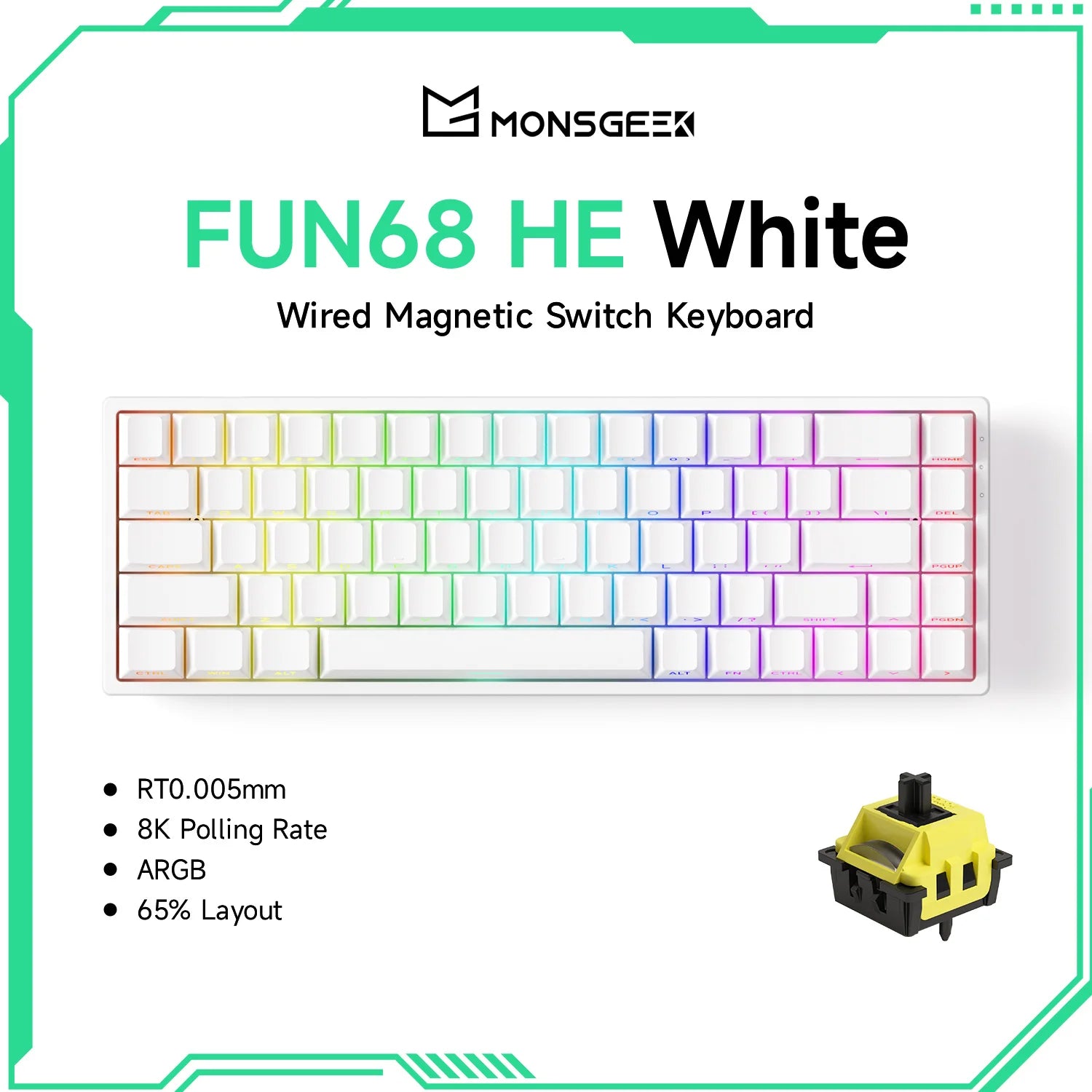 Elevate Your Gaming Experience with the Monsgeek FUN68 FUN60 PRO&MAX HE Magnetic Keyboard - 60% & 65% Customizable Gaming Powerhouse