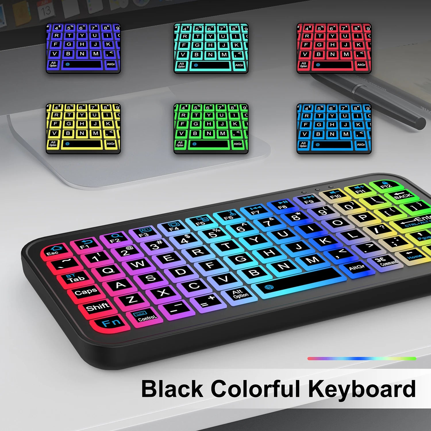 Ultra-Thin Bluetooth 5.2 Wireless Keyboard with Colorful Backlight - Perfect for Windows, Android, and iOS Devices