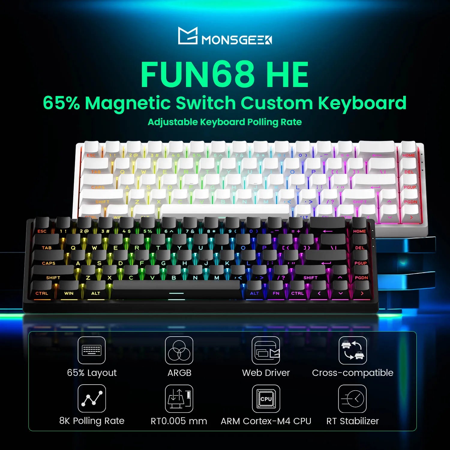 Elevate Your Gaming Experience with the Monsgeek FUN68 FUN60 PRO&MAX HE Magnetic Keyboard - 60% & 65% Customizable Gaming Powerhouse
