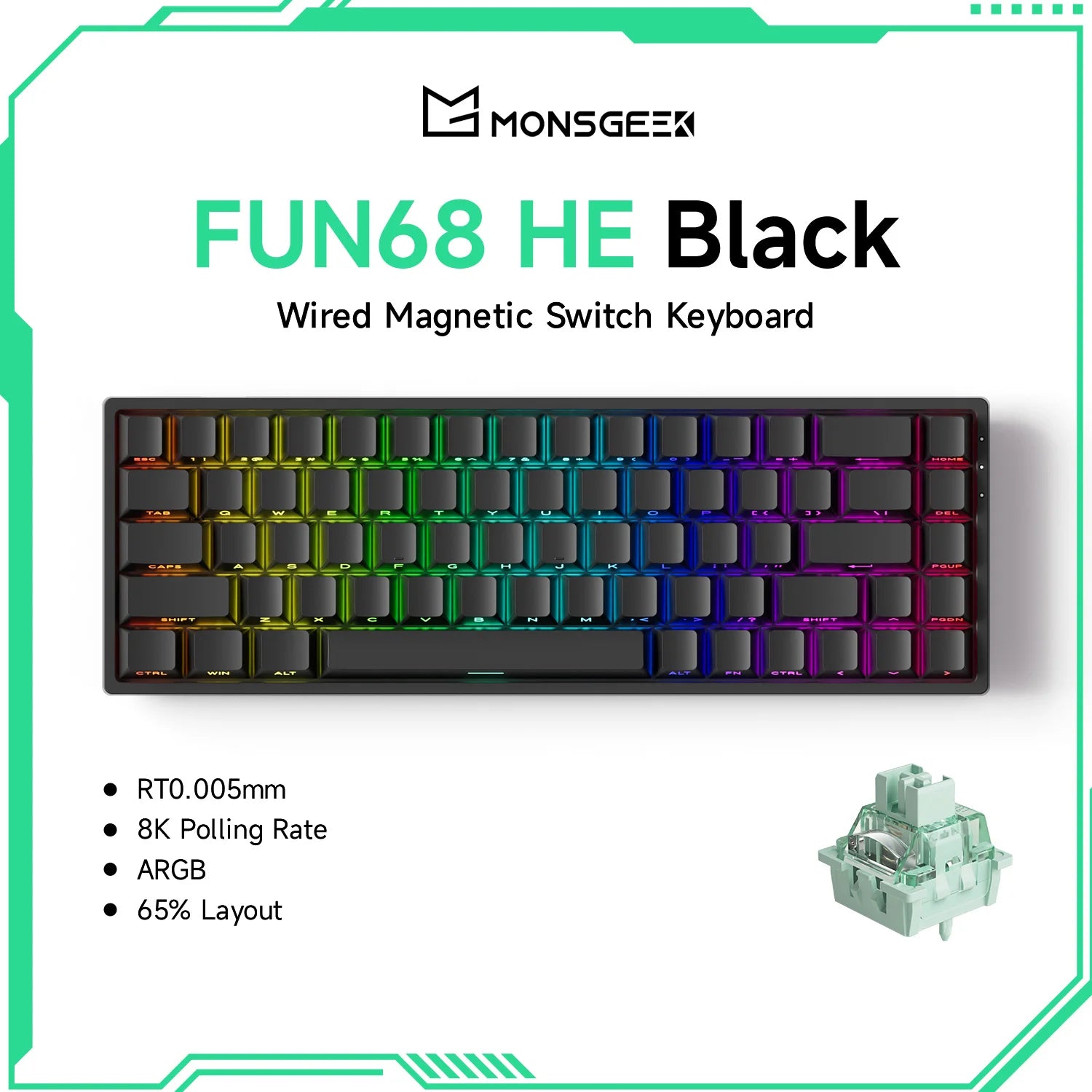 Elevate Your Gaming Experience with the Monsgeek FUN68 FUN60 PRO&MAX HE Magnetic Keyboard - 60% & 65% Customizable Gaming Powerhouse