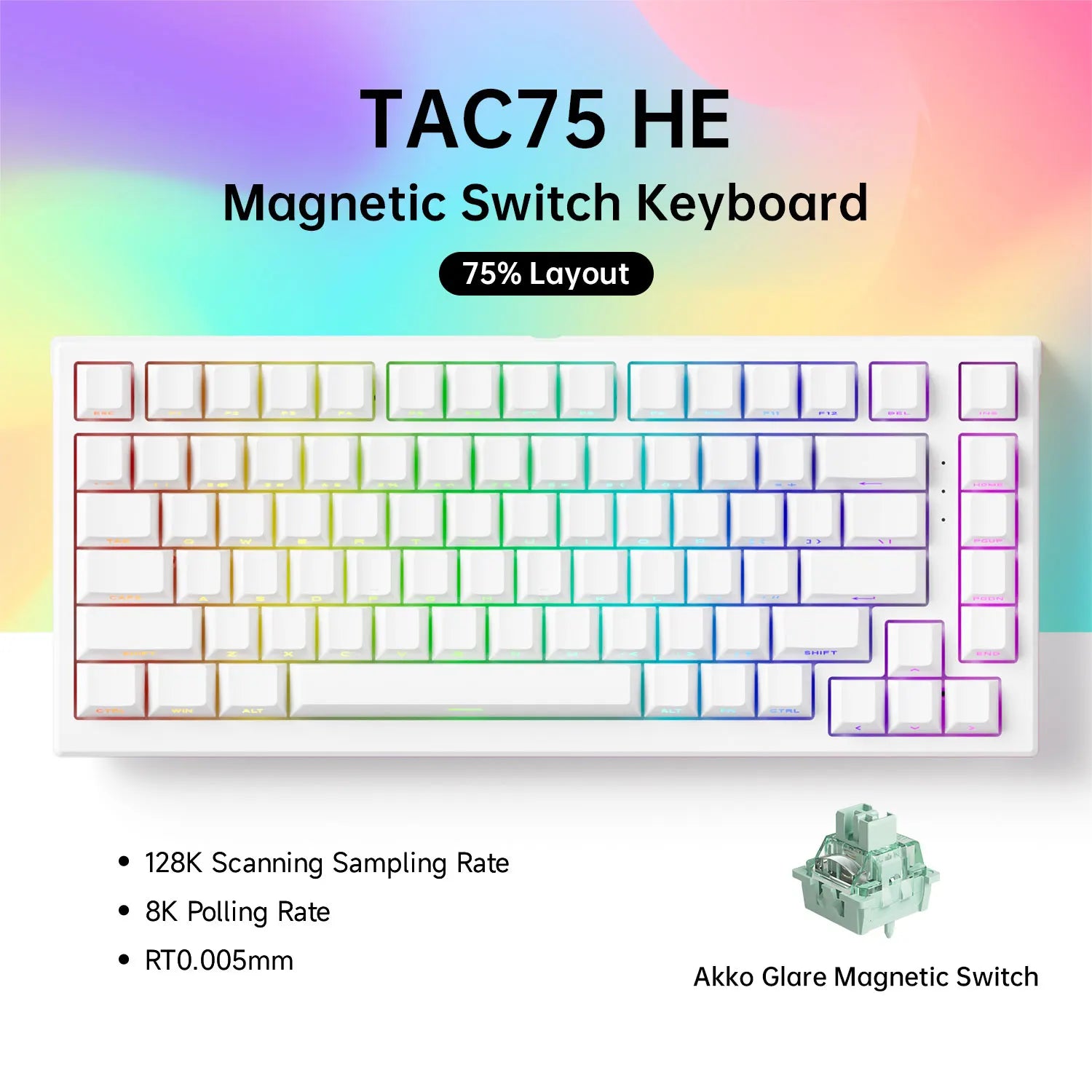 TAC75 HE Magnetic Switch Keyboard 75% Gaming Keyboards Rapid Trigger 0.005Mm 8K RGB Wired Esports Custom Keyboard for Gamer
