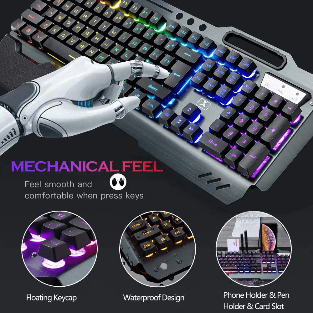 Ultimate Wireless Gaming Keyboard and Mouse Set with RGB Backlighting, Rechargeable Battery, and Ergonomic Design